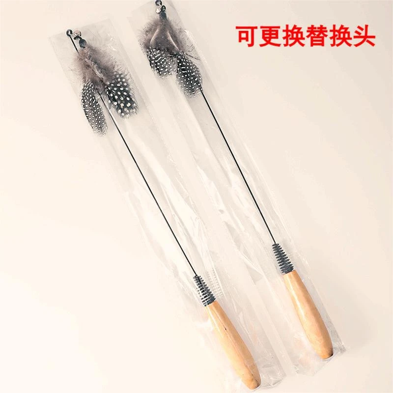CFA赛级木柄弹簧逗猫棒猫咪互动自嗨解闷玩具小猫可替换羽毛