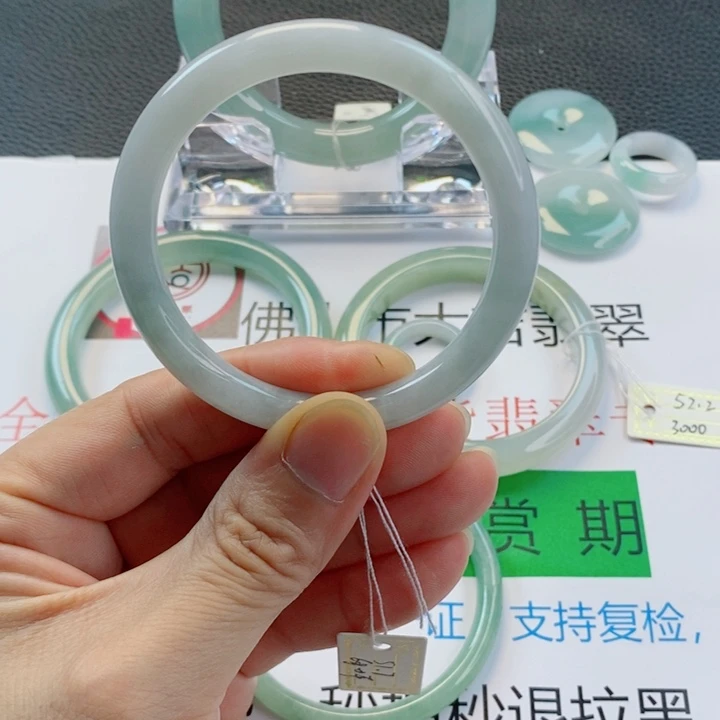 翡翠未镶嵌手镯美人条手镯51-52圈口