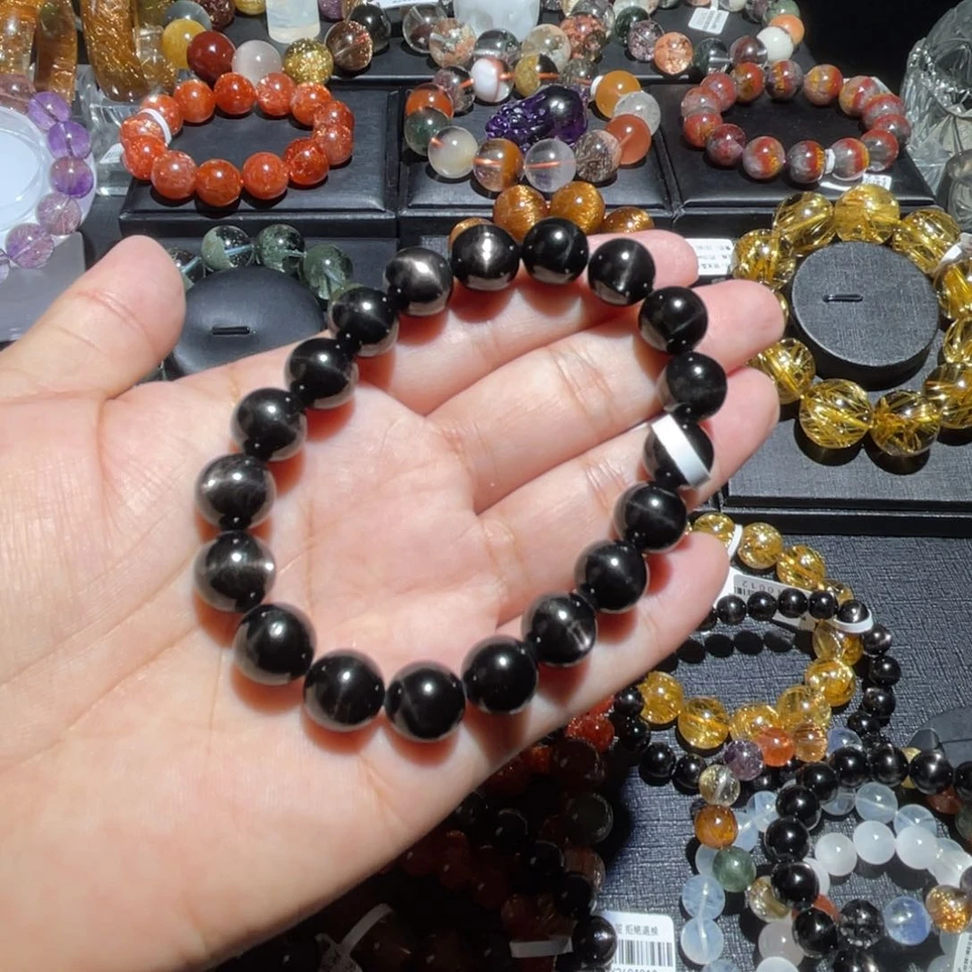 辉石手链未镶嵌蓝****边金运石10mm左右
