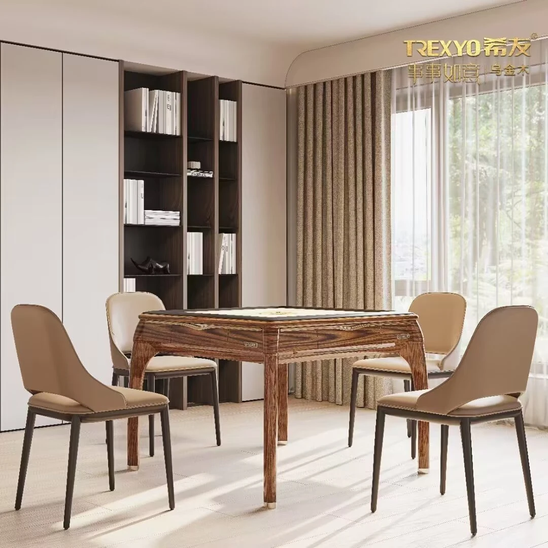 可拆装雕花新中式餐桌餐厅北欧别墅餐台麻将桌意式两用方形