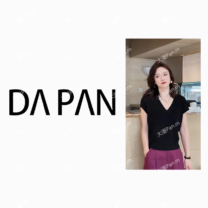 【DA PAN专属】【平铺晾晒】春夏新款莱赛尔桑蚕丝黑色V领T恤94203522