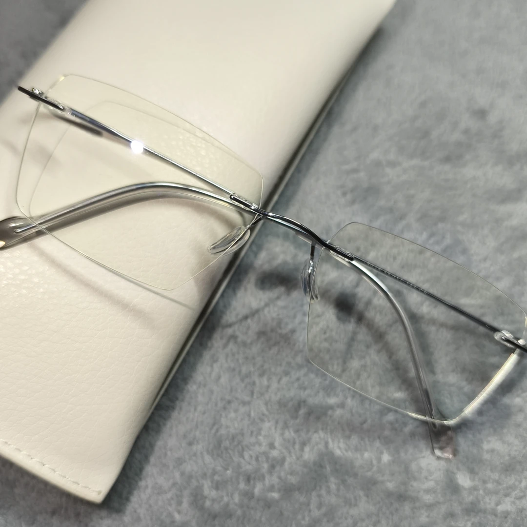 陈伟霆同款时尚超轻百搭超轻钛合金无框素颜眼镜框可配度数