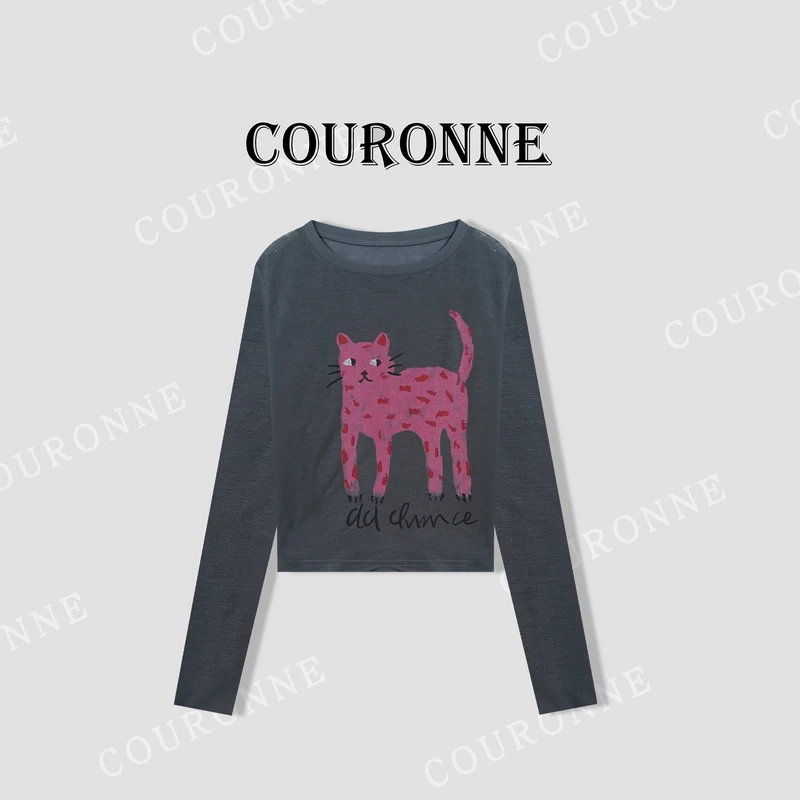 【妍妍】-春夏''豹纹小猫‘’时髦减龄休闲设计显瘦撞色软糯32949