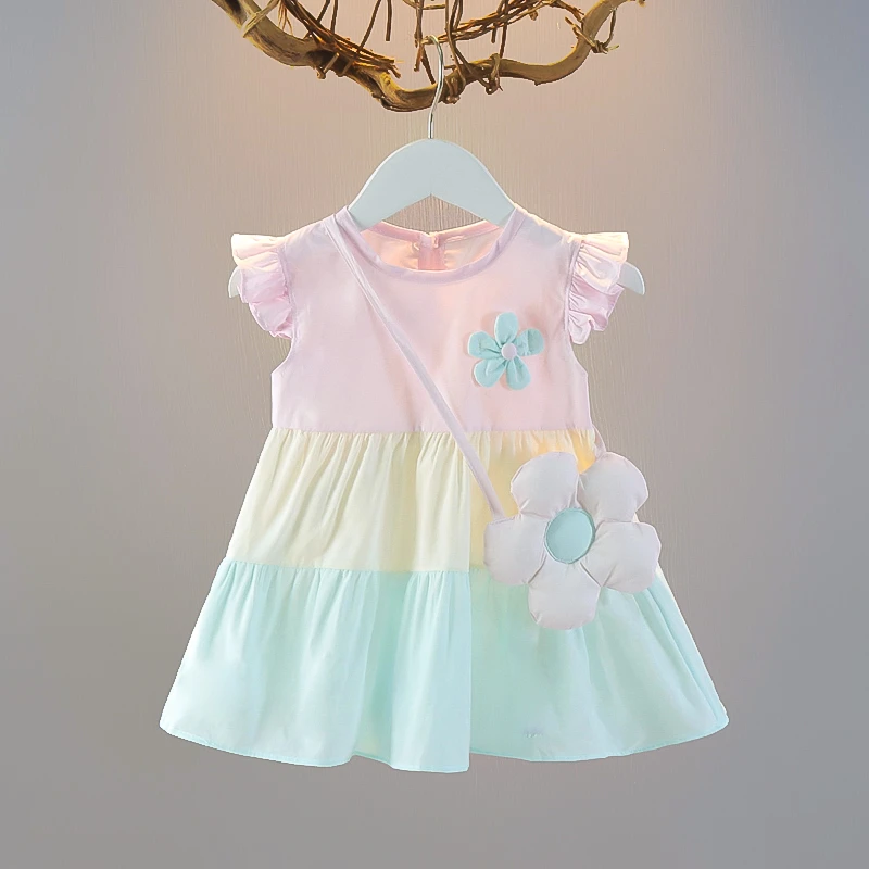 女童连衣裙夏装2025新款儿童洋气公主裙棉小女孩无袖背心裙子拼色