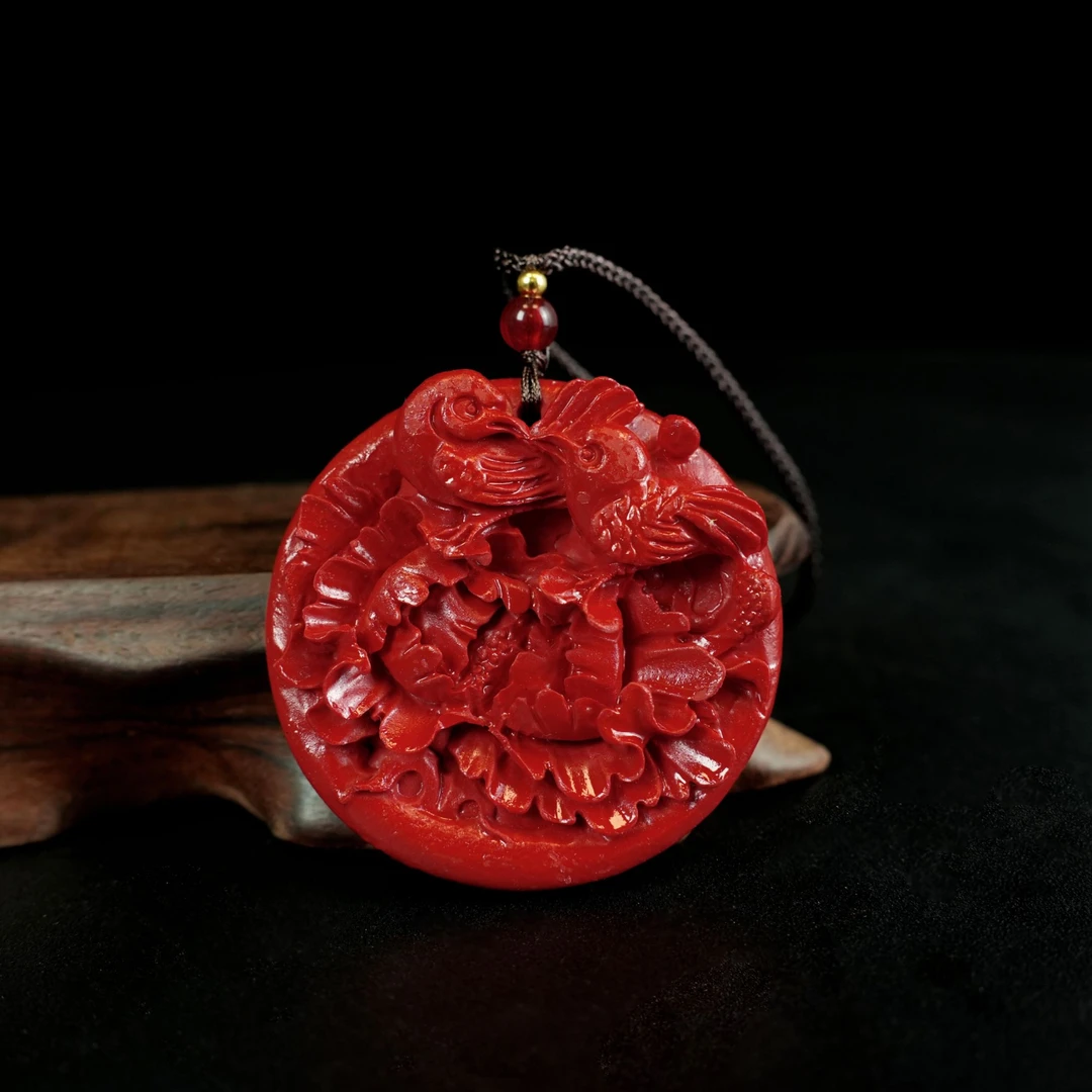 天然辰砂星辰精品喜上眉梢朱砂吊坠