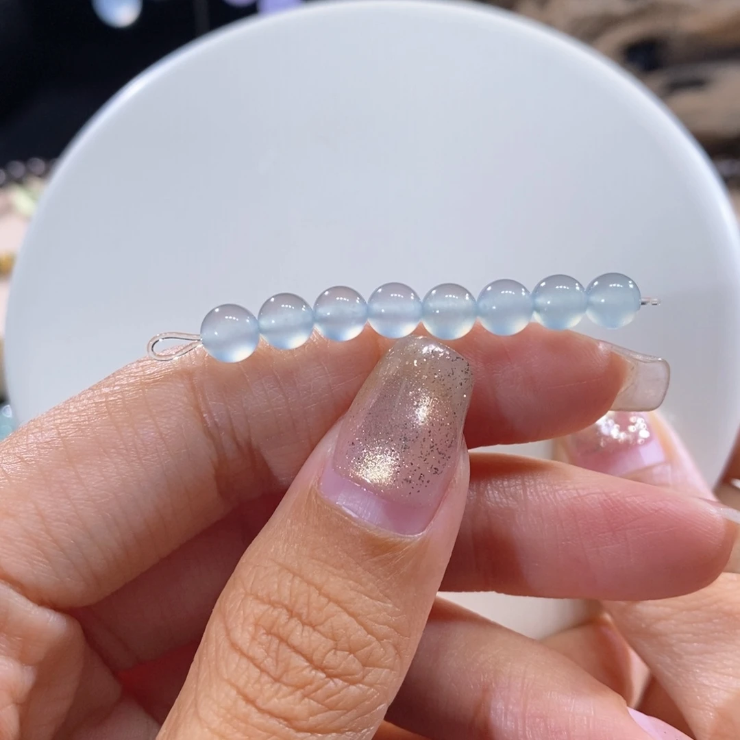 翡翠未镶嵌颈饰翡翠冰淡蓝小珠多样性发一