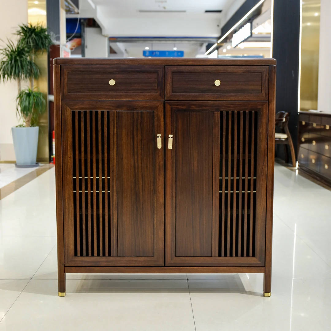 （大利家具） JNGG-902鞋柜黑檀木多用柜现代中式门厅隔断储物柜
