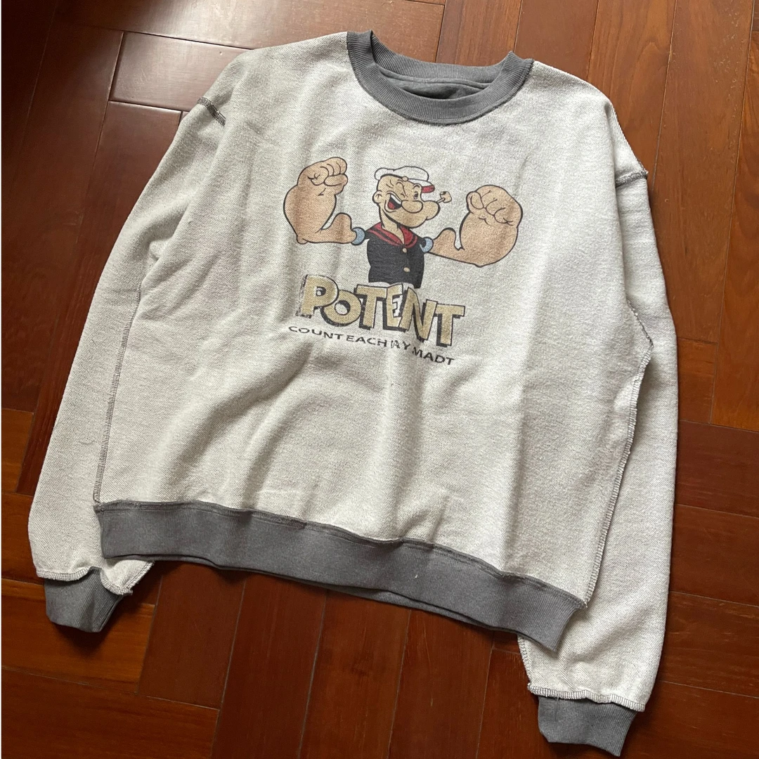 【影子】大力水手字母套头休闲宽松运动时尚潮流长袖两面穿卫衣