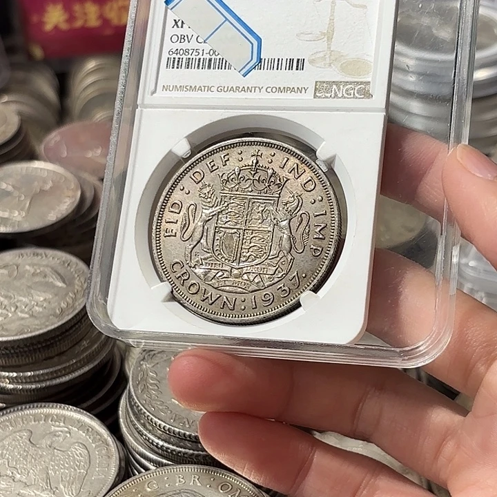 生***末普通金属币英国乔治六世登基克朗银币