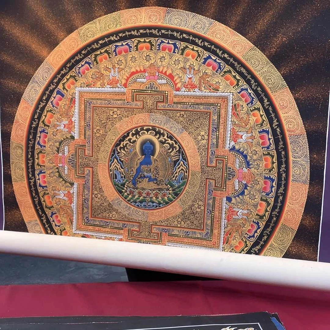 装裱画70×70药师坛城纯手绘