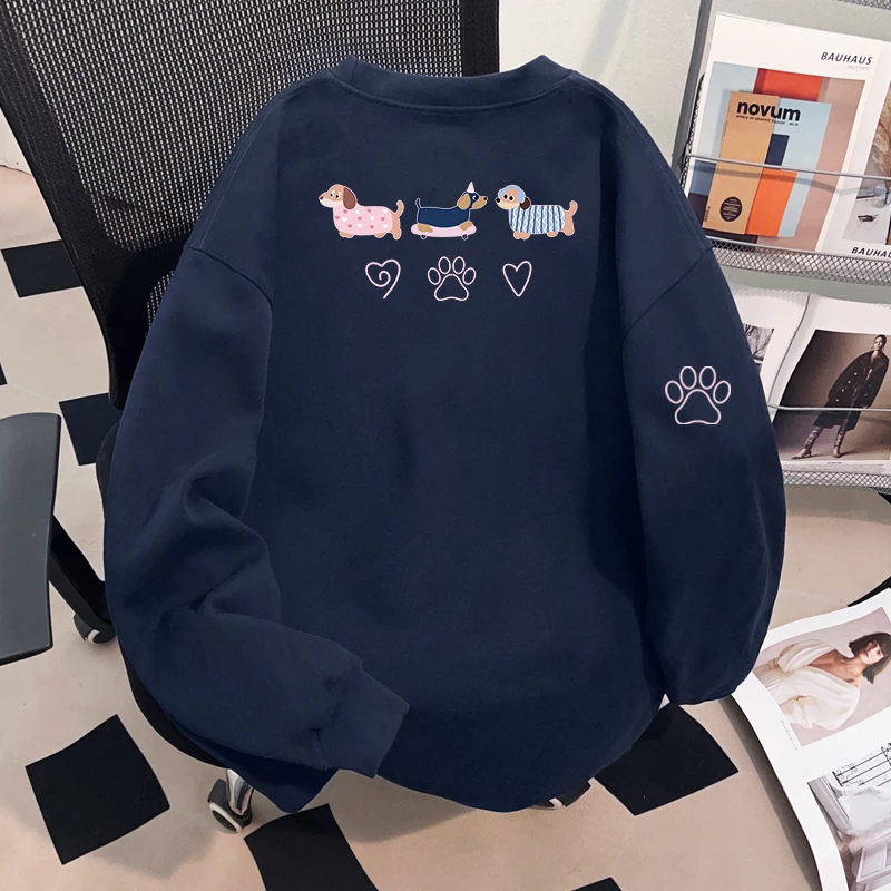 Dekkry韩系学院风卡通印花秋冬宽松纯棉长袖t恤男女宽松休闲上衣