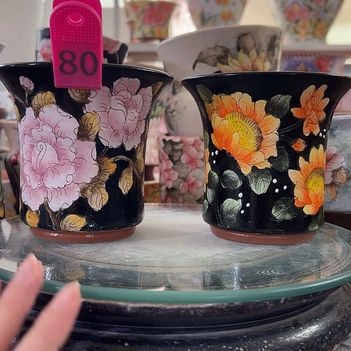景德镇幸运花盆手绘韩式花盆