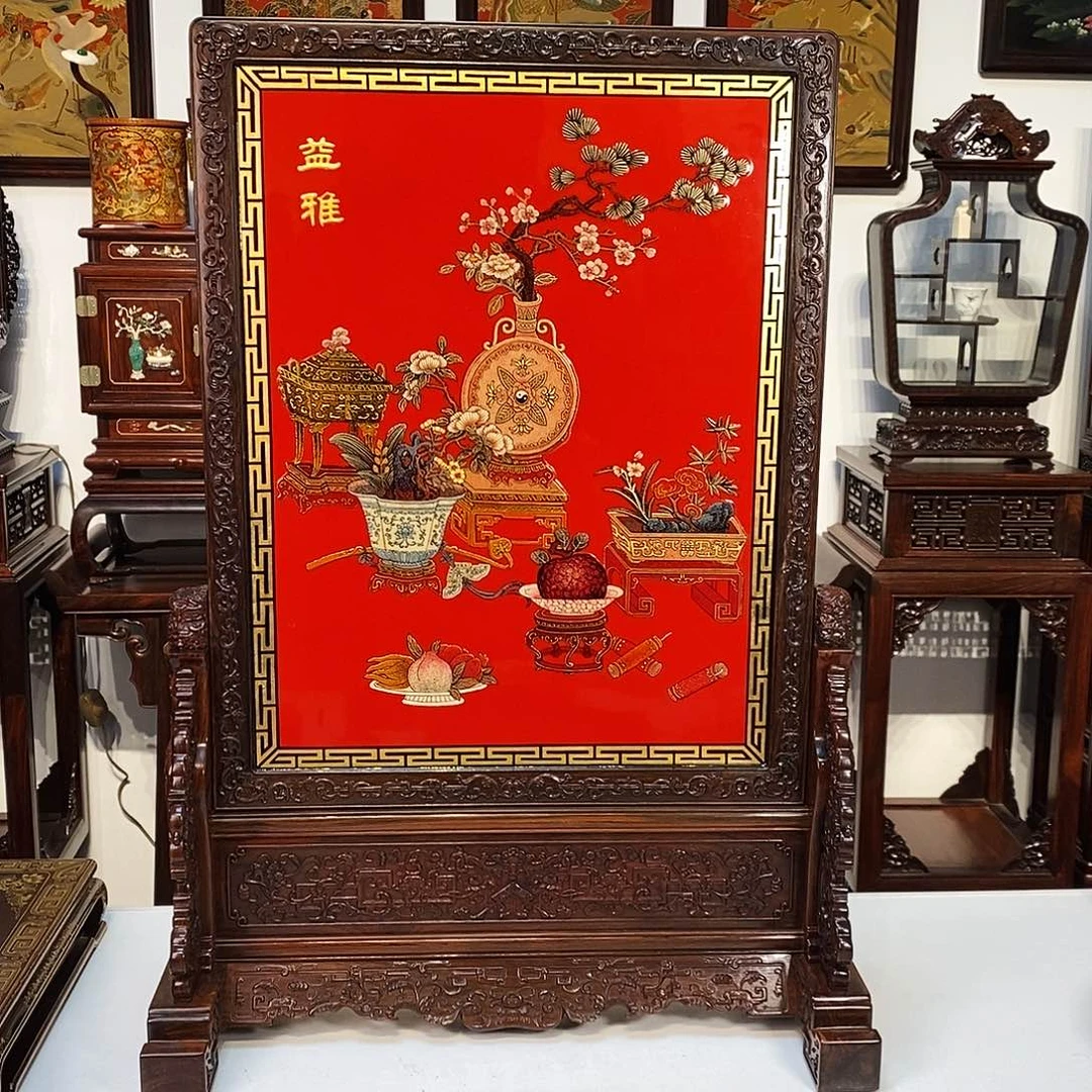 红酸枝木类成套家具大红酸枝屏风