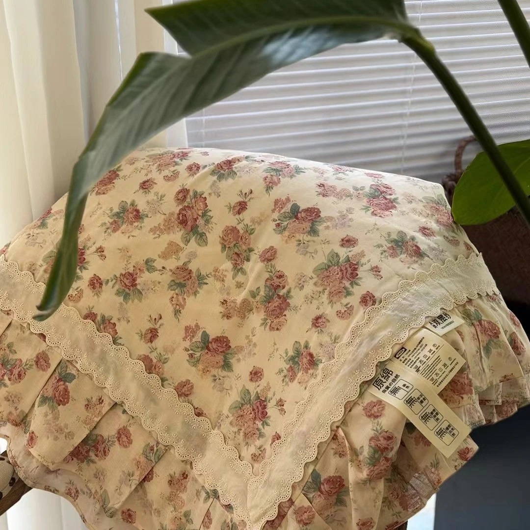 2025新品-纯棉全棉双层纱夏被可水洗法式花边款空调被
