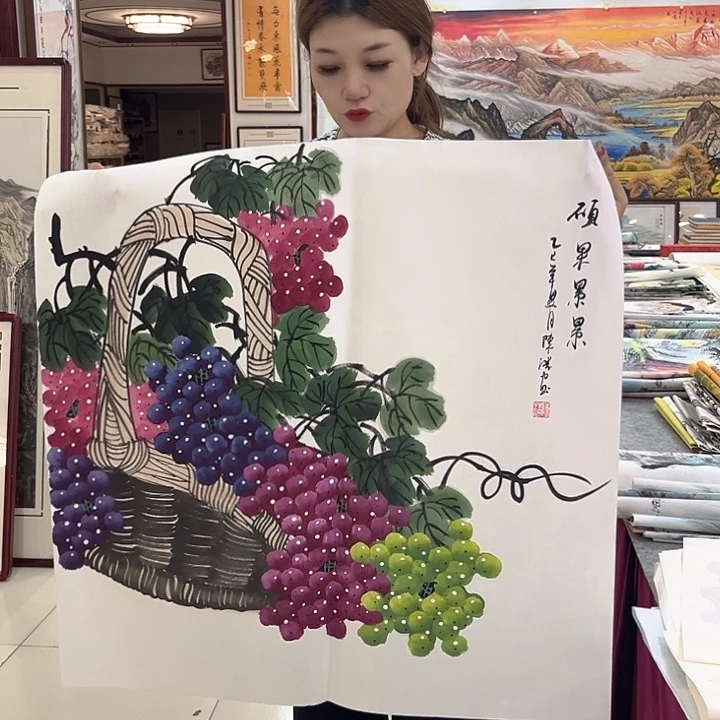 国画纯手绘宣纸花鸟山水