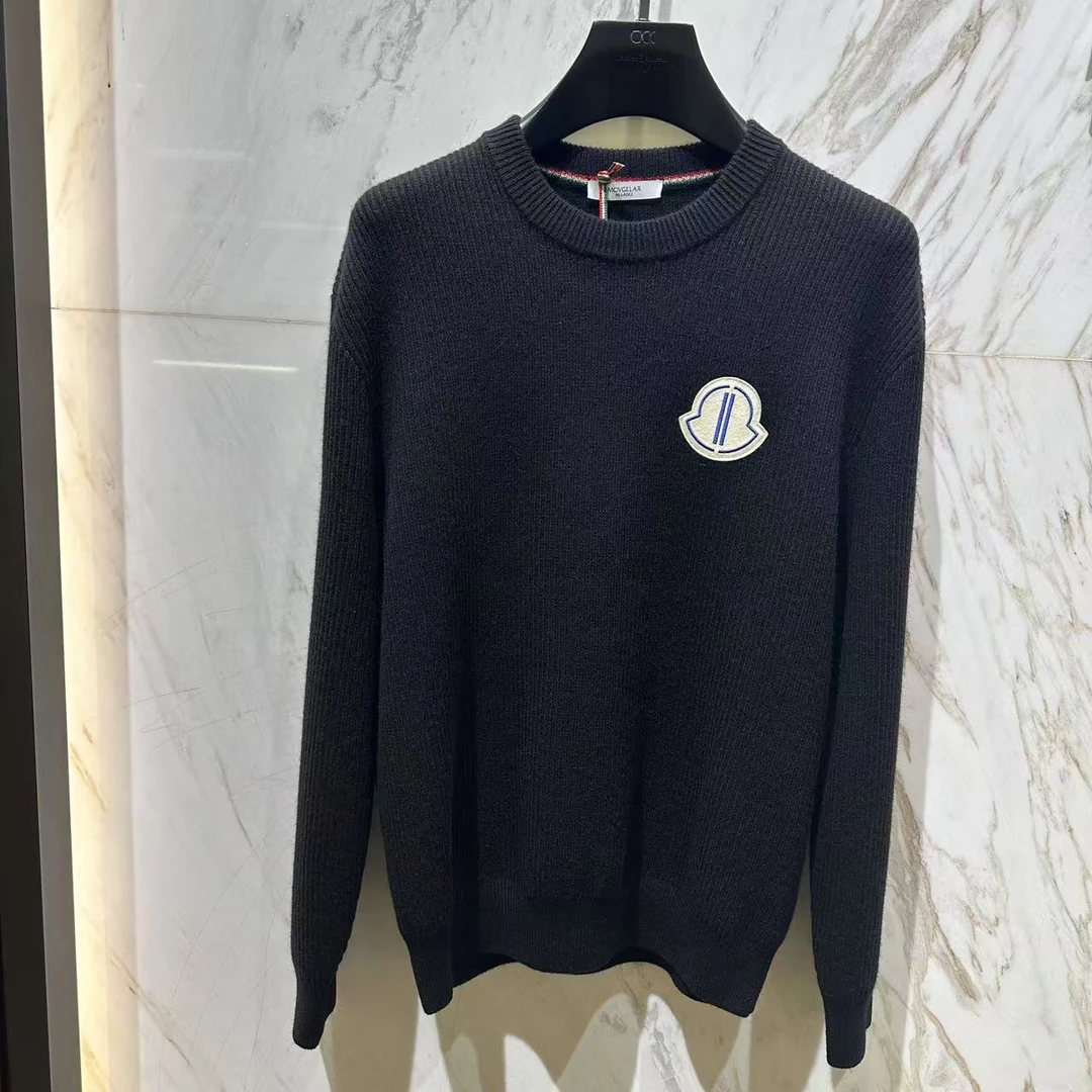 MOVGELAR蒙口丽莱尔冬季保暖山羊绒绵羊毛混纺男士针织毛衣圆领