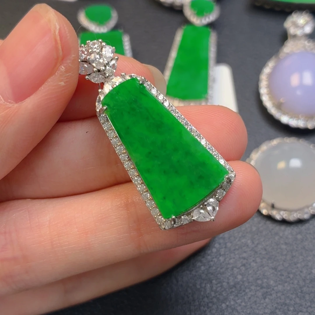 翡翠银S925镶嵌吊坠(不含链)