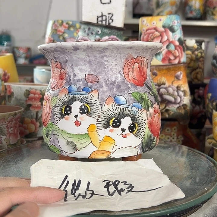 满38包邮 景德镇幸运花盆