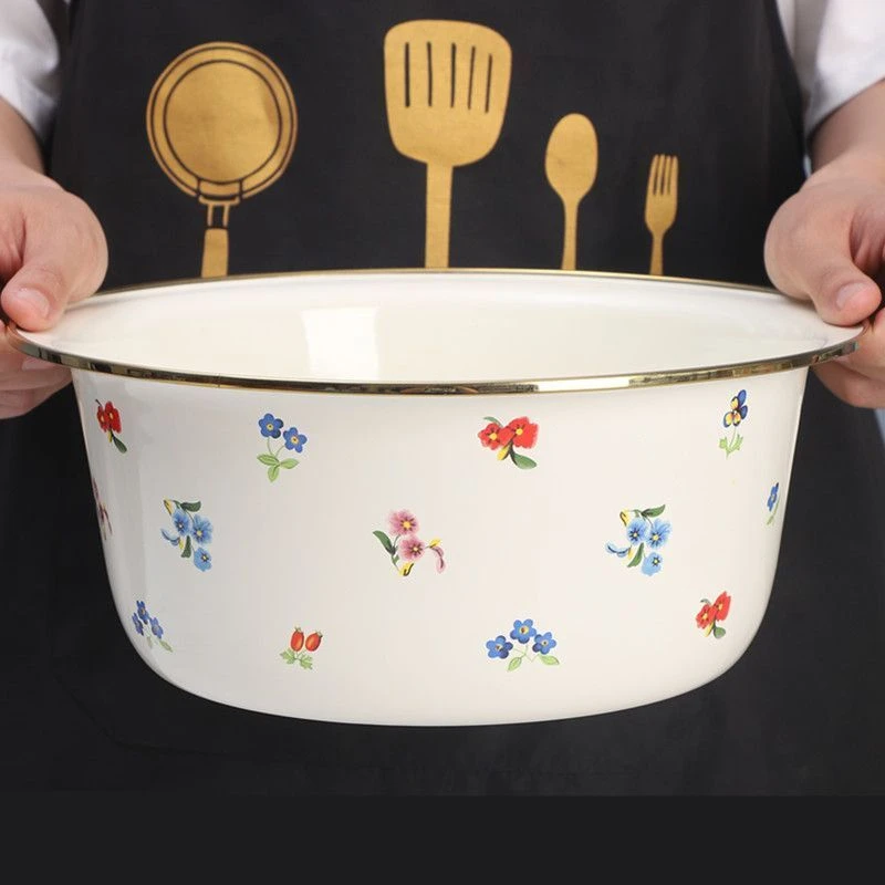 欧丽家珐琅搪瓷盆搪瓷和面盆揉面盆铁瓷饭盆汤盆菜盆电磁炉燃气通