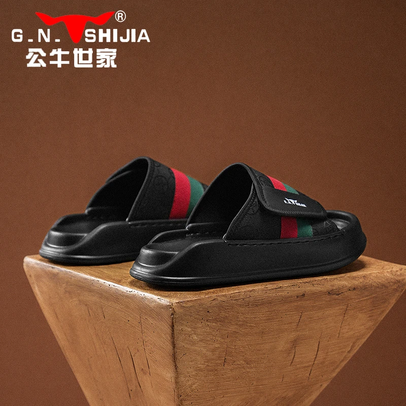 公牛世家潮牌拖鞋男士夏外穿高级感软底凉拖鞋防臭防滑沙滩一字拖