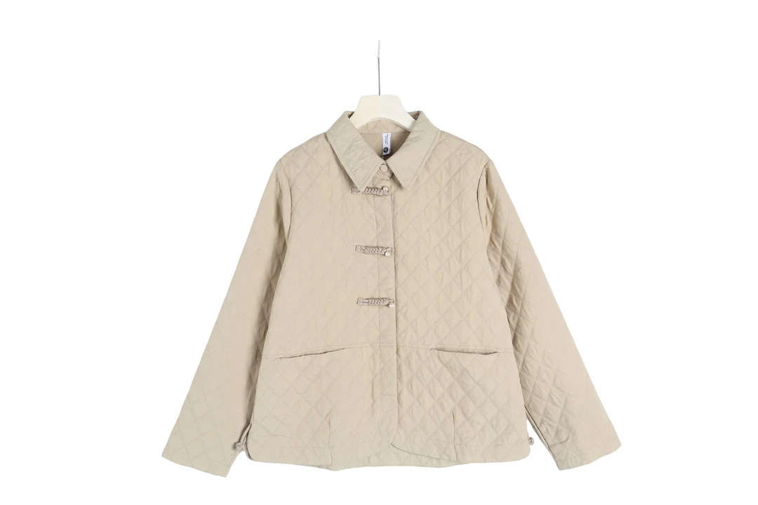 W0100短外套女休闲减龄上衣中式国风盘扣薄款菱形夹克