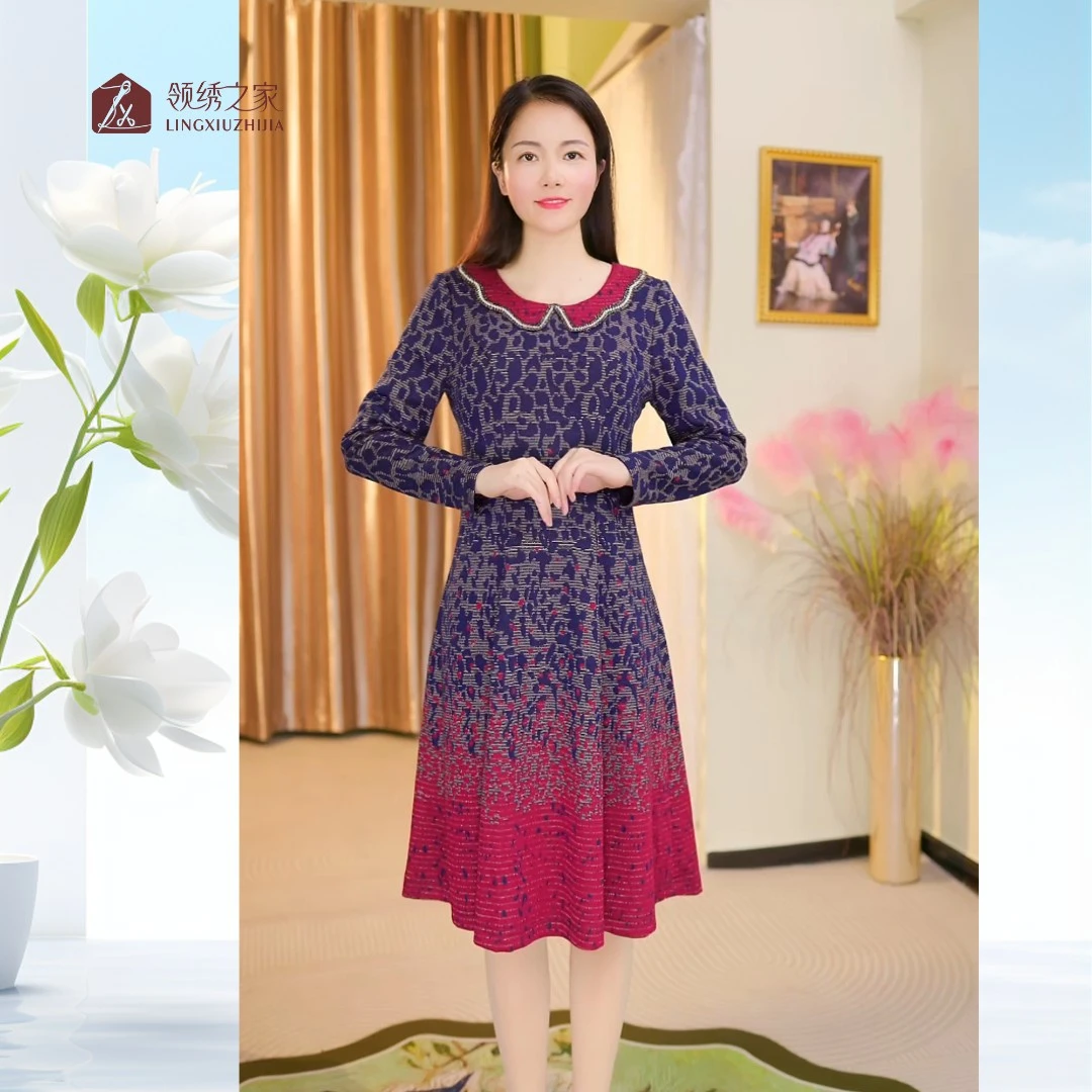 【宛若游鸿】减龄娃娃领收腰冬季加厚连衣裙#YC01851H定位花高级