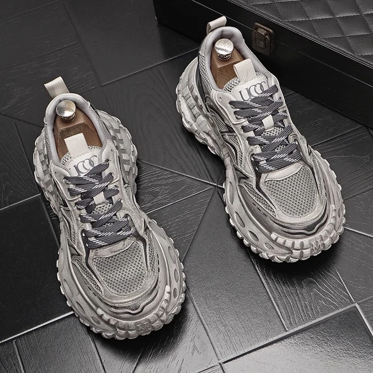 okkdey复古老爹鞋厚底休闲潮男百搭做旧款轮胎底透气运动鞋男鞋