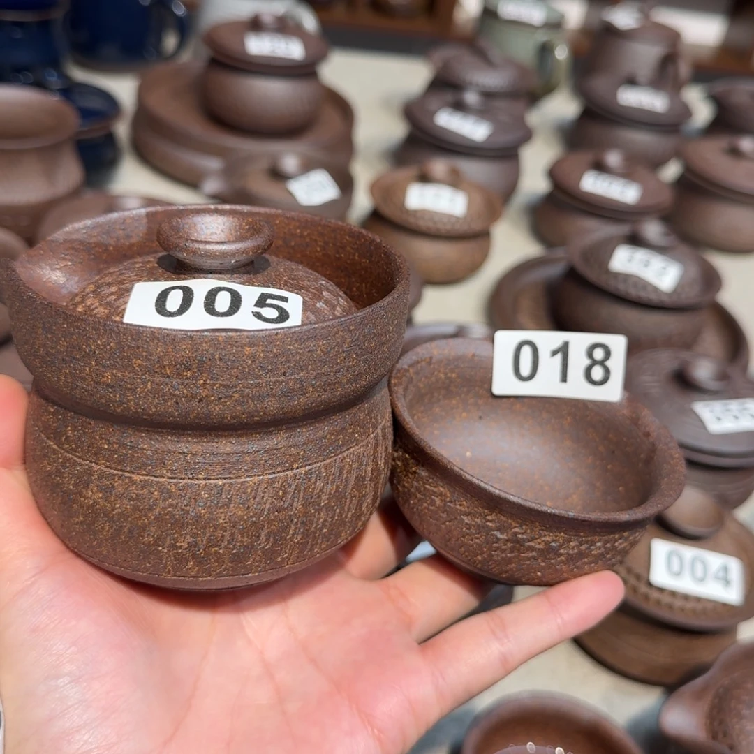 夏***陶粗瓷茶具素色盖碗