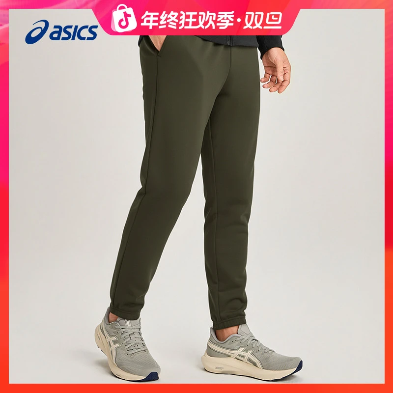新年战袍ASICS亚瑟士男子抓绒保暖跑步长裤宽松松紧舒适运动裤