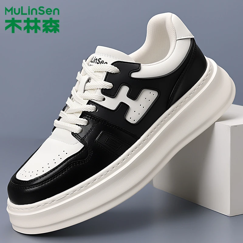木林森板鞋男厚底透气时尚白鞋男低帮运动鞋休闲潮鞋潮流休闲板鞋