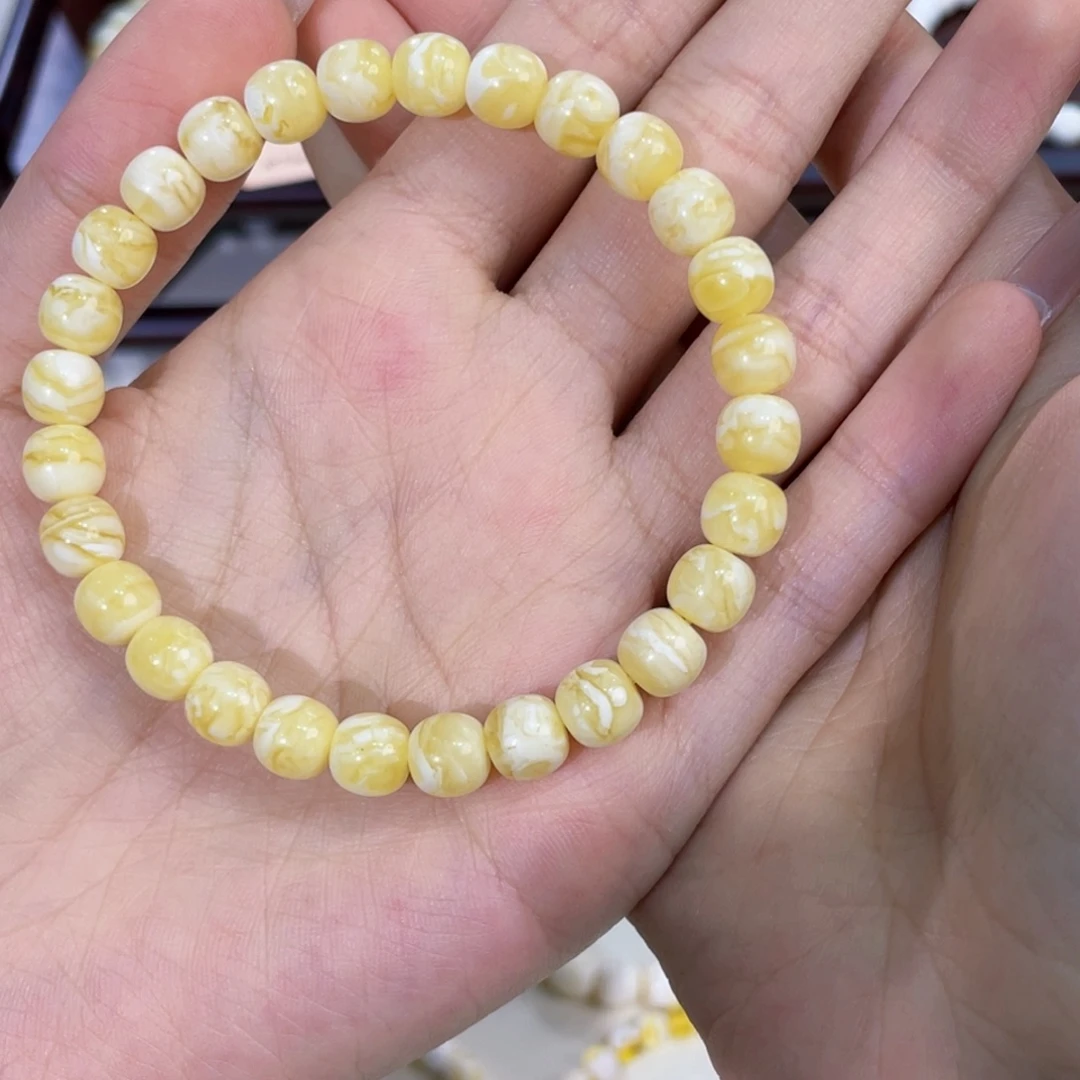 手链琥珀未镶嵌7.5mm虎皮