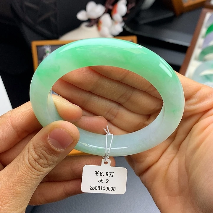 未镶嵌手镯翡翠56.5阳果绿正圈
