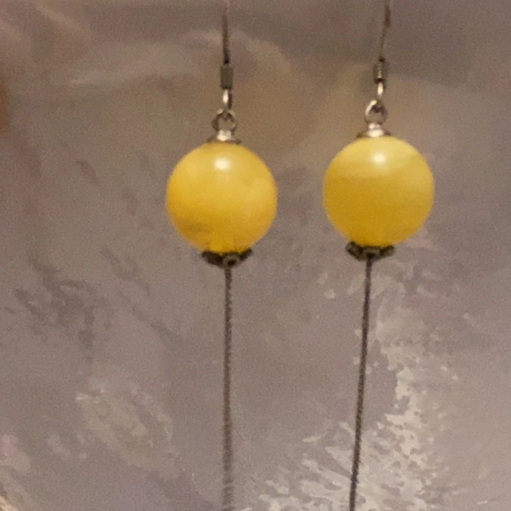 蜜蜡耳饰银S925镶嵌蜜蜡12