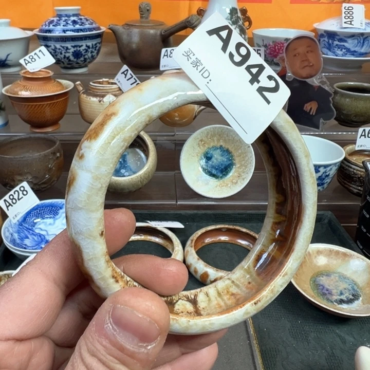 摆件942景德镇手工柴烧主人环