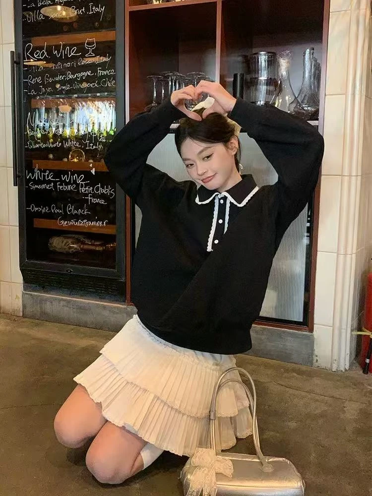 a4-3米白色“283拼接百褶”松紧腰短裙