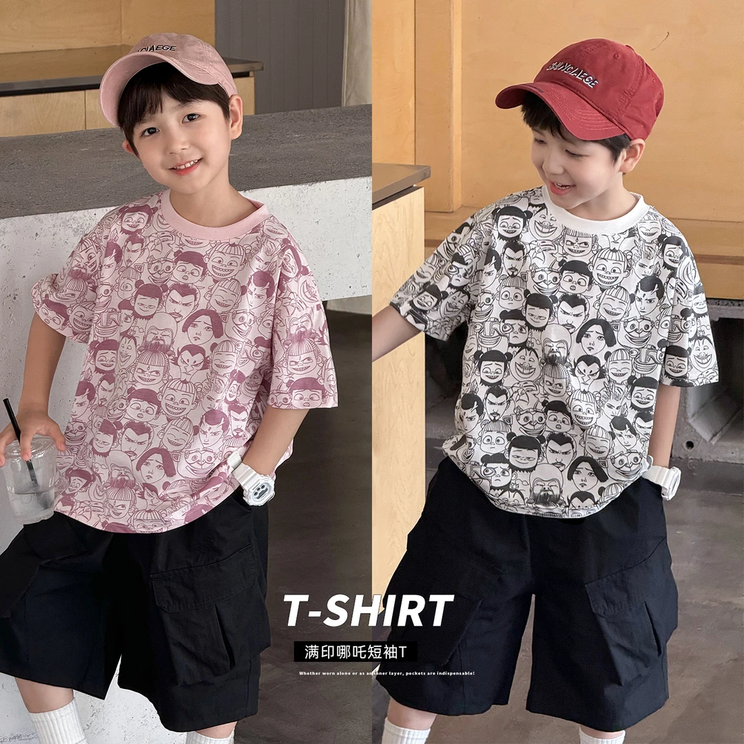 【凉感透气】儿童T恤男童短袖上衣中小童宝宝哪吒夏季薄款夏装潮