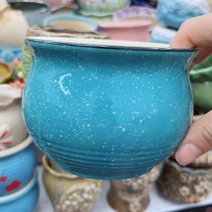 多肉绿植陶瓷花盆9.9包邮，有孔