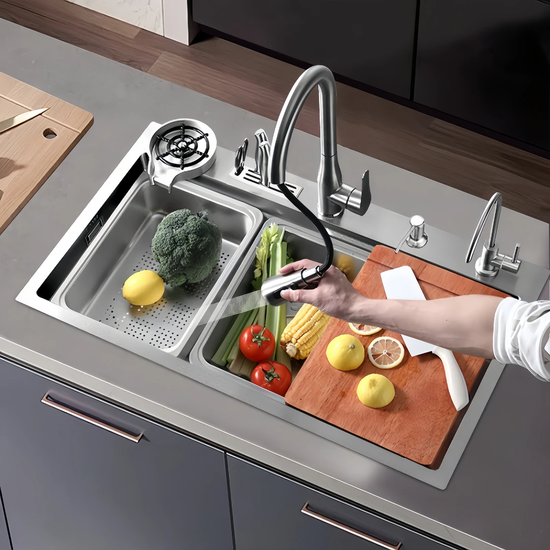 原色蜂窝5mm加厚不锈钢厨房水槽洗碗池大单槽洗菜盆台上中下盆