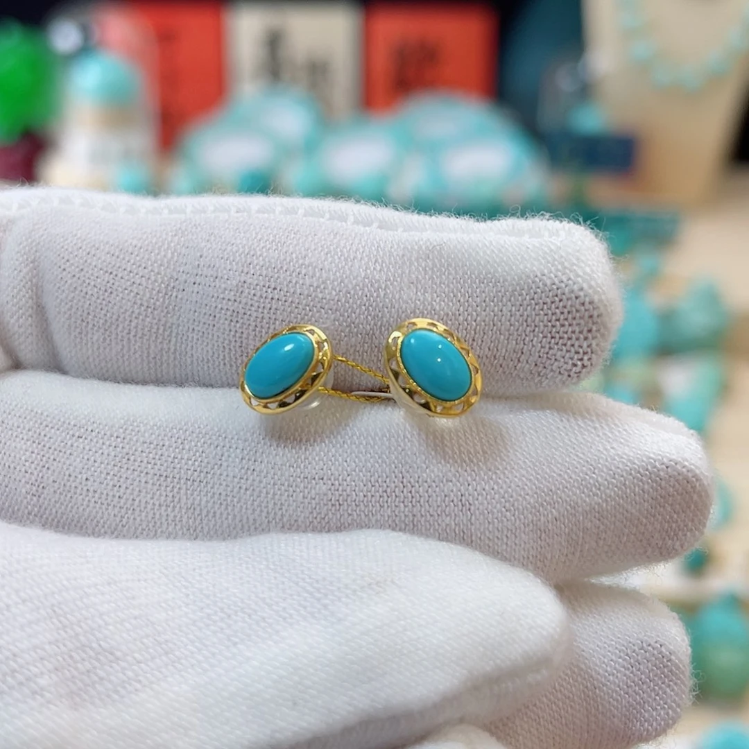 绿松石珠宝奇石18K金镶嵌