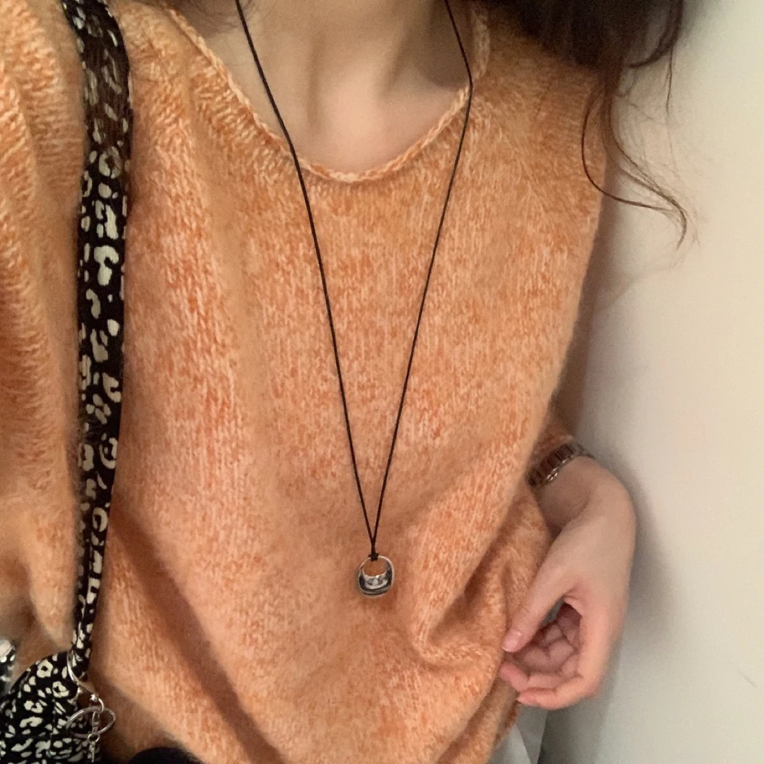 羊毛拉绒花纱巨软糯温柔针织衫卷边杂色韩系毛衣#233