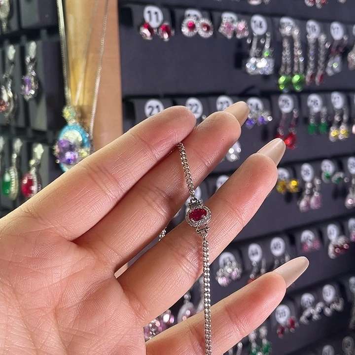 手链银S925镶嵌红宝石