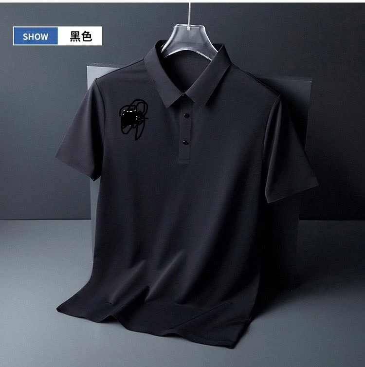 纯黑polo衫速干夏季Polo衫薄款透气百搭纯色男宽松