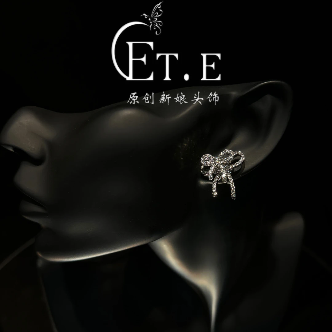 铜合金耳饰 ETE E1-18378 双层蝴蝶结耳饰 耳针款