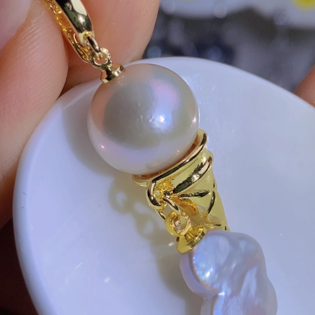 银S925镶嵌天然淡水珍珠淡水珍珠