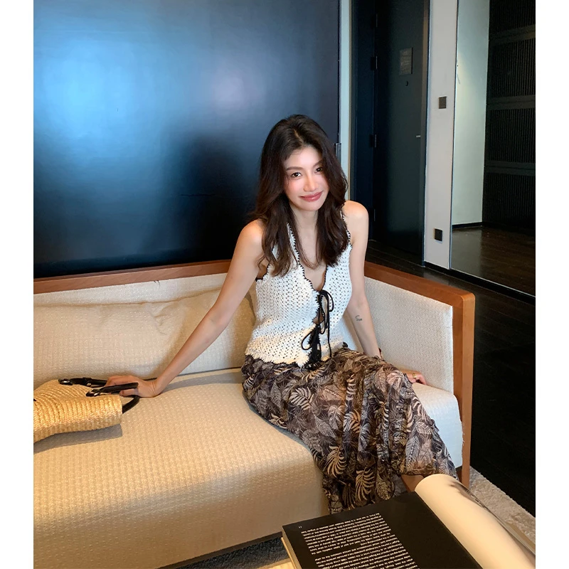 【ALONE SAVOR】龍喜儿轻熟风印花A字鱼尾半裙J714