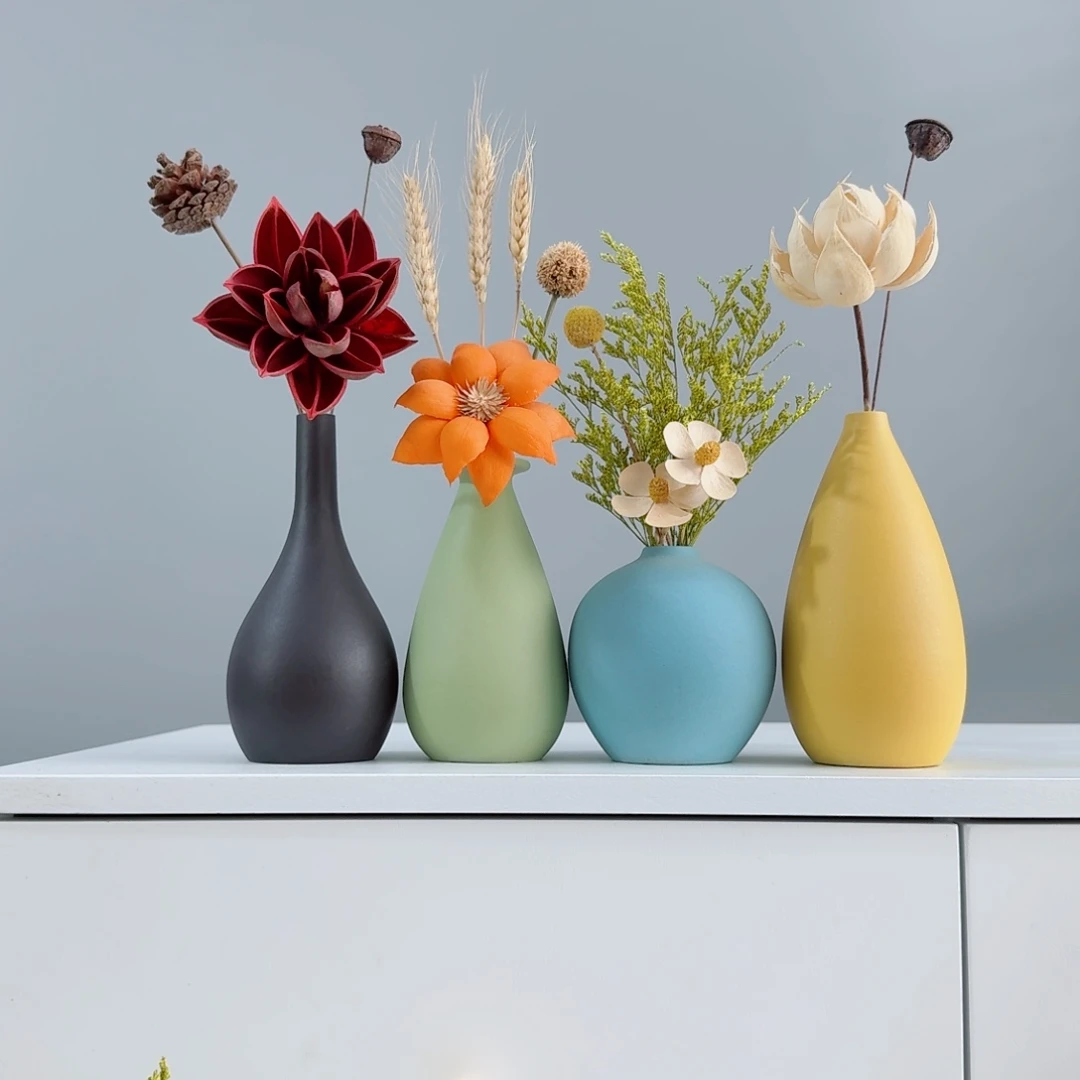 摆件陶瓷花瓶摆件含花总高约20-30cm