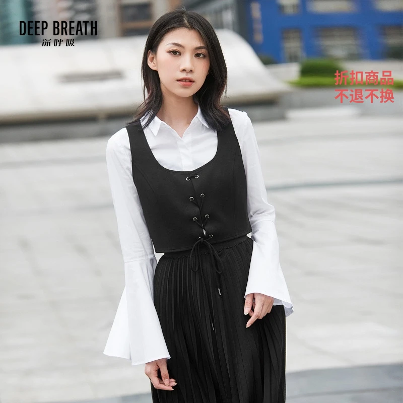 【二折】DEEP BREATH深呼吸拉链绑带系带胸衣抹胸背心女8300089