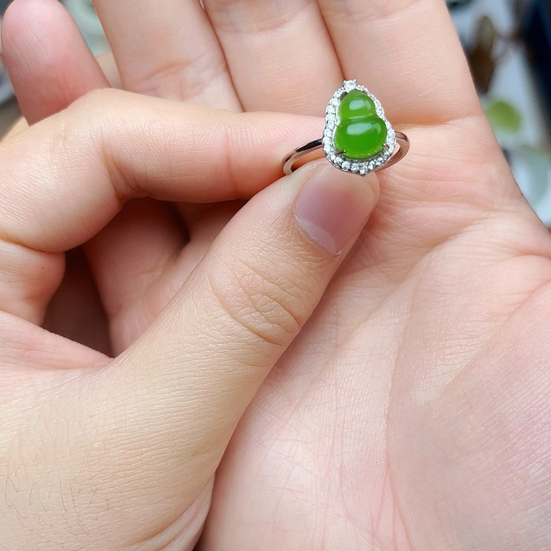 和田玉银S925镶嵌戒指06