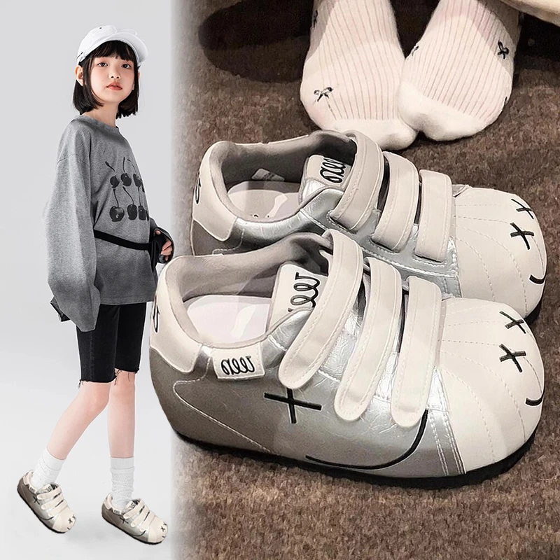 ABC丑萌大头面包鞋女童鞋子新款魔术贴百搭内增高小白鞋休闲板鞋