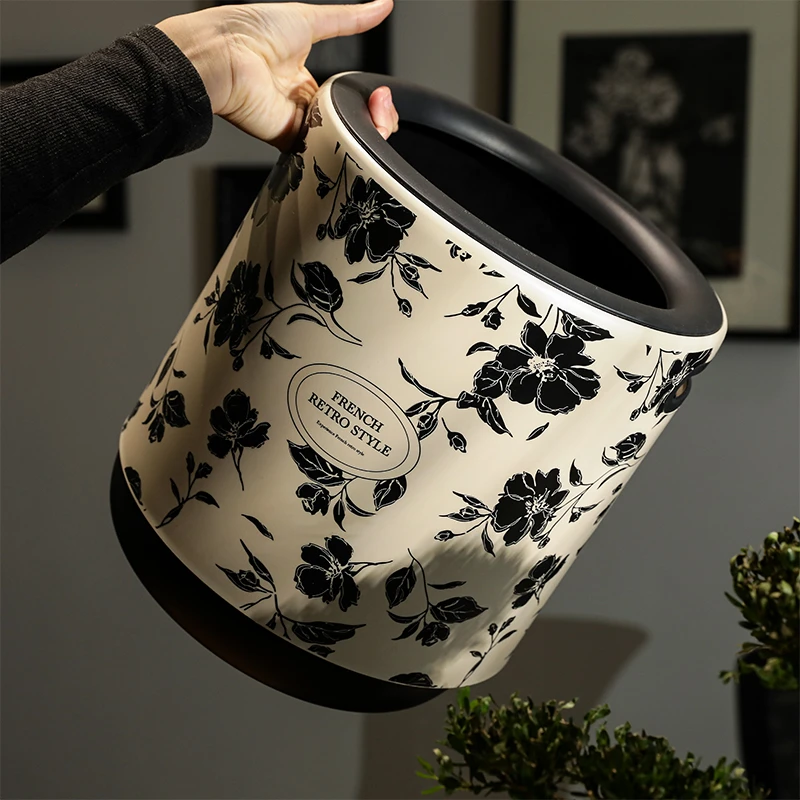 新款轻奢高档法式垃圾桶家用客厅卧室高颜值双层可提办公室